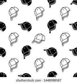 Baseball Cap Icon Seamless Pattern Vector Art Illustration