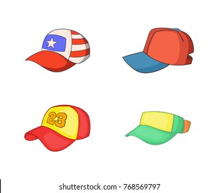 Baseball cap icon set. Cartoon set of baseball cap vector icons for your web design isolated on white background