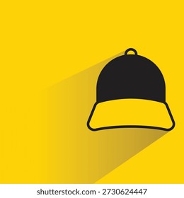 Icono de gorra de béisbol con sombra sobre fondo amarillo