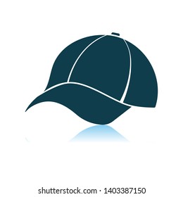 Baseball Cap Icon. Shadow Reflection Design. Vector Illustration.