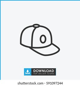 Baseball Cap Icon. Simple Outline Baseball Cap Vector Icon. On White Background.