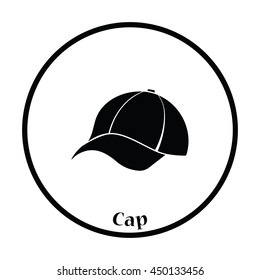 Baseball cap icon. Thin circle design. Vector illustration.