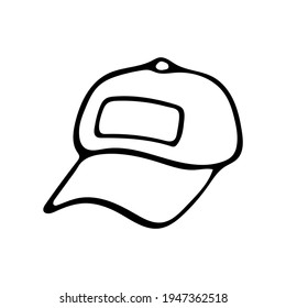 Baseball Cap Icon Vector doodle Illustration. Isolated on white background. 
