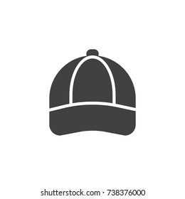 Baseball cap icon vector, filled flat sign, solid pictogram isolated on white. Symbol, logo illustration.