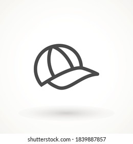 Baseball Cap Icon. Vector Line Icon Isolated On White Background. Base Ball Hat Design Vector Art Illustration