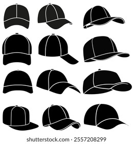 Baseball cap icon vector set. Baseball illustration sign collection. Headdress symbol or logo.