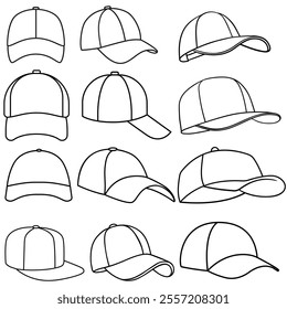 Baseball cap icon vector set. Baseball illustration sign collection. Headdress symbol or logo.