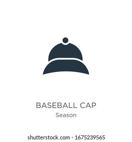 Vector de icono de la gorra de béisbol. Icono de moda de la gorra plana de béisbol de la colección de temporada aislada en fondo blanco. La ilustración vectorial se puede utilizar para diseño gráfico web y móvil, logotipo, eps10
