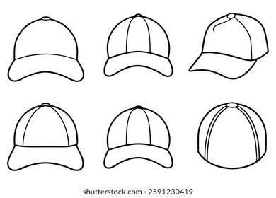 Baseball cap line art blac