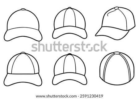 Baseball cap line art blac