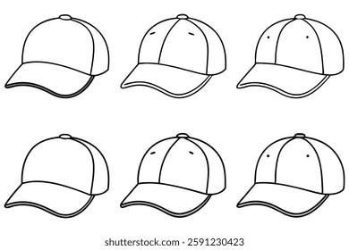 Baseball cap line art graphic drawing