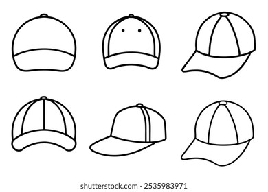 Ilustración de arte de línea de gorra de béisbol para principiantes