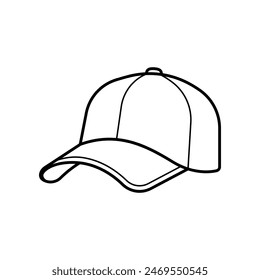 Baseball cap line art isolated on white background.