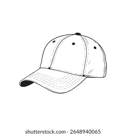 Baseball cap line art isolated on white background