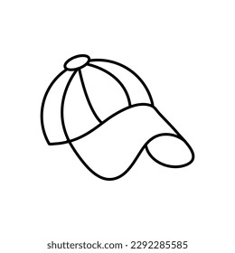 Línea de la gorra de béisbol e icono del glifo, ropa y desgaste, ilustración del icono del vector de la lancha motorizada sobre fondo blanco. eps