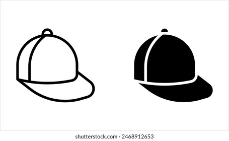 Línea de gorra de béisbol y conjunto de íconos de glifo, ropa y desgaste, ícono de Vector de lancha a motor, gráficos de Vector sobre fondo blanco
