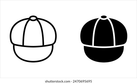 Línea de gorra de béisbol y conjunto de íconos de glifo, ropa y desgaste, ícono de Vector de lancha a motor, gráficos de Vector sobre fondo blanco