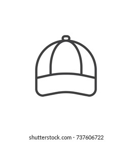 Baseball cap line icon, outline vector sign, linear style pictogram isolated on white. Symbol, logo illustration. Editable stroke