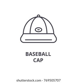 baseball cap line icon, outline sign, linear symbol, vector, flat illustration