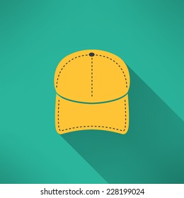 Baseball cap with long shadow. National American clothing concept. Vector illustration