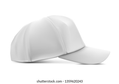 Baseball cap mockup. Side view. Vector illustration isolated on white background. Ready for your design. EPS10.