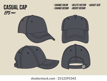 Plantilla de Vector de maqueta de gorra de béisbol