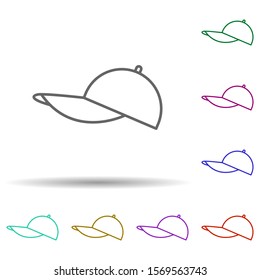 Baseball cap in multi color style icon. Simple thin line, outline vector of summer clothes icons for ui and ux, website or mobile application