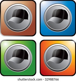 baseball cap on colored web buttons