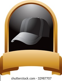 baseball cap on gold display