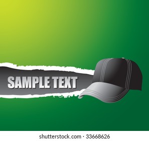gorra de béisbol en una pancarta rota de color verde