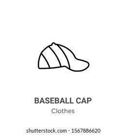 Baseball cap outline vector icon. Thin line black baseball cap icon, flat vector simple element illustration from editable clothes concept isolated on white background