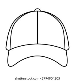 Baseball cap outline vector icon with baseball headwear accessory clothing headgear sportswear
