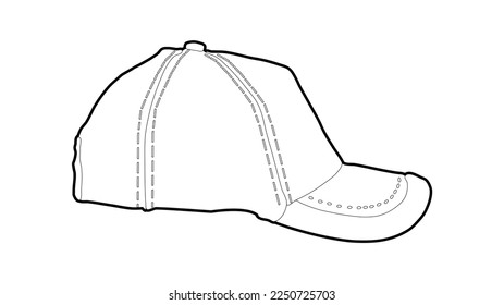 Baseball cap outline vector illustration in trendy style. Editable graphic resources for many purposes.