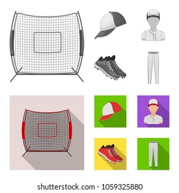 Baseball cap, player and other accessories. Baseball set collection icons in monochrome,flat style vector symbol stock illustration web.