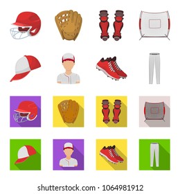 Baseball cap, player and other accessories. Baseball set collection icons in cartoon,flat style vector symbol stock illustration web.