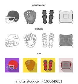 Baseball cap, player and other accessories. Baseball set collection icons in flat,outline,monochrome style vector symbol stock illustration web.