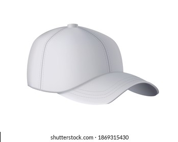 Baseball cap. Realistic baseball cap template front view. Empty mockup sport hat. Gray blank cap isolated on white background. Blank template of baseball uniform cap