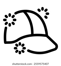 Baseball cap with rotating ventilation holes providing fresh air to a person working outside on a hot day
