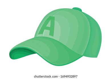 Baseball Cap with Rounded Crown and Stiff Bill in Front Vector Illustration