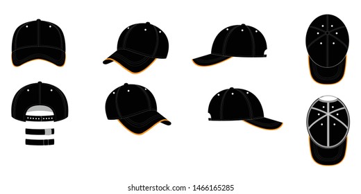 Baseball cap set templates, vector illustration isolated on white background