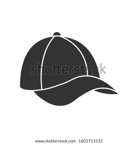 Baseball cap silhouette. Hat icon, baseball cap. Isolated outline on a white background. Flat style

