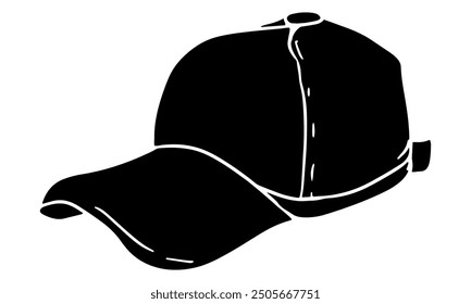 Baseball cap silhouette vector illustration. Isolated on white background