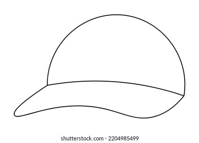 Baseball Cap. Sketch. Cap With A Visor. Vector Illustration. Outline On Isolated Background. Headwear To Protect Against Sunstroke. Summer Hat. Doodle Style. Coloring. Idea For Web Design.