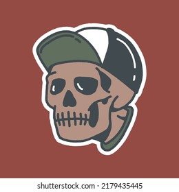 Baseball Cap Skull Stylish Illustration, perfect used logo, icon or print