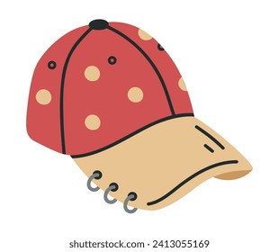 Baseball cap. Sport headwear, modern textile headwear, fashion accessories hand drawn flat vector illustration. Cotton baseball cap