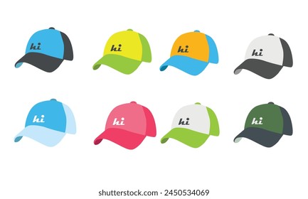 Baseball cap and sunglasses vector set. Hat and sunglasses clipart. Summer element. Cartoon flat vector isolated on white background.