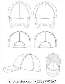 BASEBALL CAP TECHNICAL DRAWING TEMPLATE