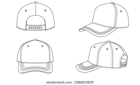 A Baseball Cap Technical Sketch