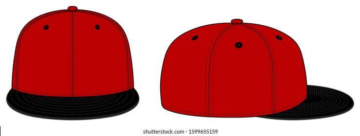 Baseball cap template vector illustration / red & black