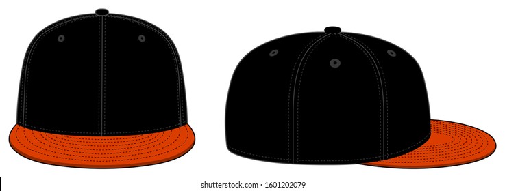 Baseball cap template vector illustration / black & orange